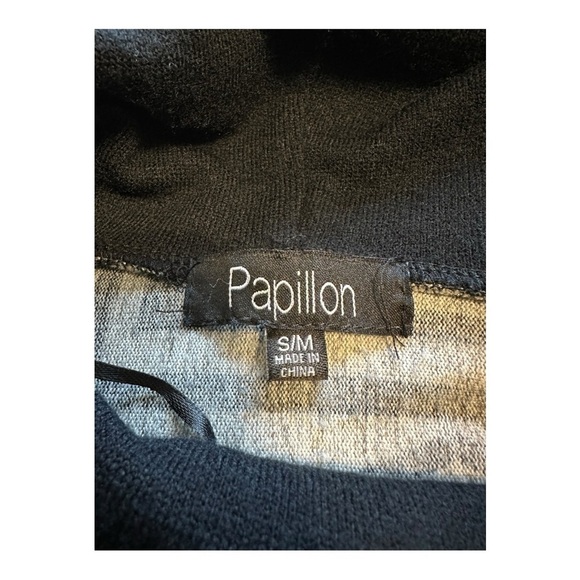 Papillon Poncho Sweater Cowl Neck Geometric Design Knit Beige Womens S/M - Picture 6 of 11